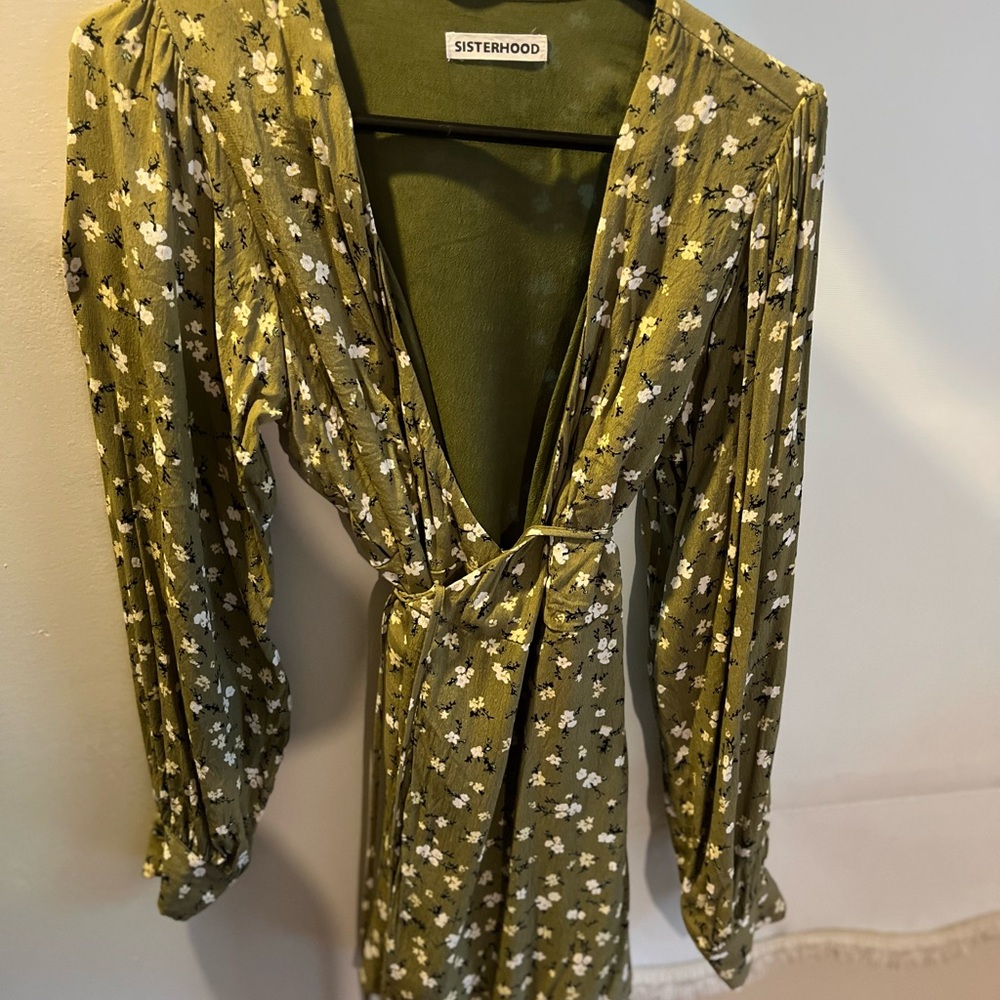 Sisterhood Floral Green Wrap Dress